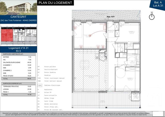 Appartement T4 à vendre - 4 pièces - 99.9 m2 - ONDRES - 40 - AQUITAINE - Century 21 Dune Et Or